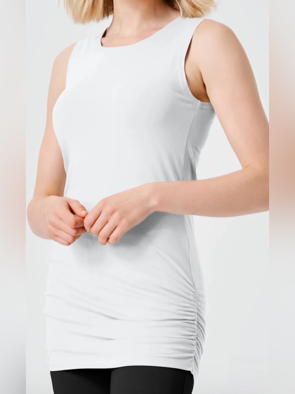 Planet By Lauren G Women’s Cotton Lycra Ruche Tank Size 1 (US 6-8) White